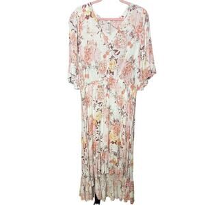 American Rag Dress Women's Size 1x Boho Floral Cottagecore High Low Maxi Bell